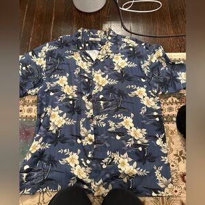 Tommy Bahama Silk Navy Floral Button Down Shirt